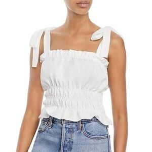 2/$30 Like New Bardot Linen Blend Tie Strap Smock Top White XS